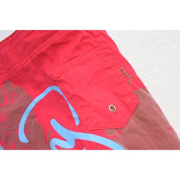 Vtg Ed Hardy Men's Red "Surf or Die" Board Shorts Sz Large Graphic Swim Trunks - Picture 13 of 13